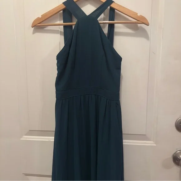 Lulu's Deep Green Halter Maxi Dress Wedding Guest Dress - Picture 4 of 5